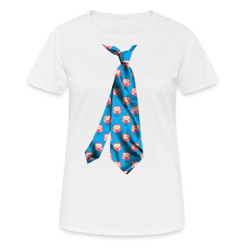 colorful printed necktie t-shirt owl pattern - Women's Breathable T-Shirt - white - Front - AI Model Female 172 dark (172cm)