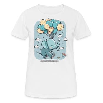 Les rêves prennent leur envol : un éléphant s’envole avec Ballo - T-shirt respirant Femme - blanc - Devant - AI Model Female 172 dark (172cm)