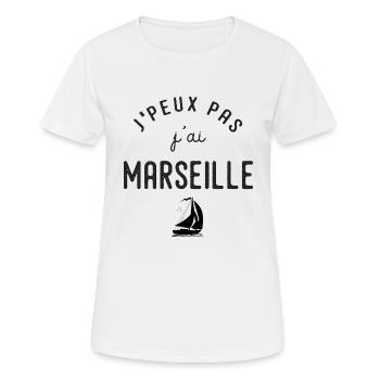 Marseille J peux pas j ai Marseille bateau voilier - T-shirt respirant Femme - blanc - Devant - AI Model Female 172 dark (172cm)