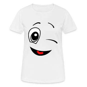 Cadeau amusant drôle de sourire de visage de clin de œil - T-shirt respirant Femme - blanc - Devant - AI Model Female 172 dark (172cm)