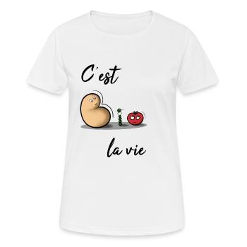 C'est bio la vie - bio - humour - biologique - T-shirt respirant Femme - blanc - Devant - AI Model Female 172 dark (172cm)