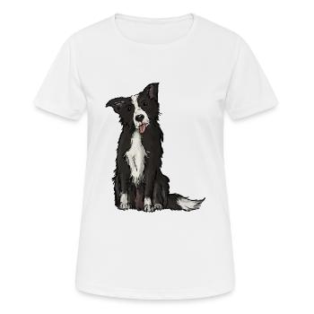 Border Collie - Frauen T-Shirt atmungsaktiv - Weiß - Vorne - AI Model Female 172 dark (172cm)