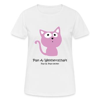 Süße Katze - Weltherrschaft - Frauen T-Shirt atmungsaktiv - Weiß - Vorne - AI Model Female 172 dark (172cm)