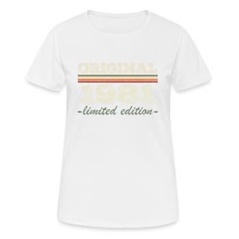 Légende depuis 1981 Né en 1981 Anniversaire 1981 - T-shirt respirant Femme - blanc - Devant - AI Model Female 172 dark (172cm)