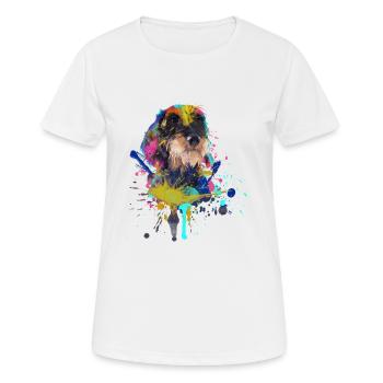 Rauhaardackel Dackel Dachshund Teckel Illustration - Frauen T-Shirt atmungsaktiv - Weiß - Vorne - AI Model Female 172 dark (172cm)