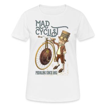 Steampunk Penny Farthing Bicycle Funny Mad Cyclist - Women's Breathable T-Shirt - white - Front - AI Model Female 172 dark (172cm)