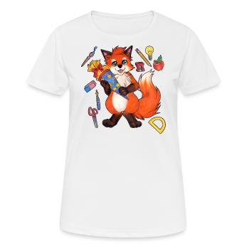 Niedlicher Schule Fuchs Schulkind Schulanfang - Frauen T-Shirt atmungsaktiv - Weiß - Vorne - AI Model Female 172 dark (172cm)