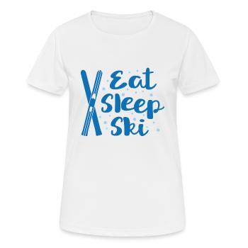 Eat Sleep Ski - Winter Sport Hütte Piste Skilift - Frauen T-Shirt atmungsaktiv - Weiß - Vorne - AI Model Female 172 dark (172cm)