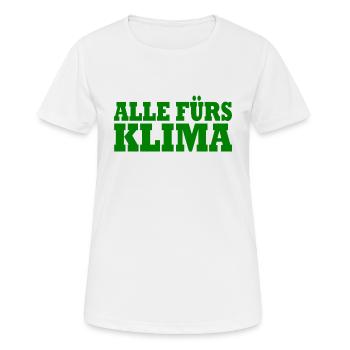 Alle fürs klima - Frauen T-Shirt atmungsaktiv - Weiß - Vorne - AI Model Female 172 dark (172cm)