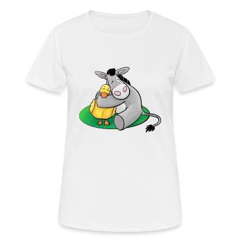 Cuddly donkey with duck - Women's Breathable T-Shirt - white - Front - AI Model Female 172 dark (172cm)