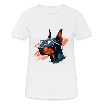 Doberman Le garde du corps - T-shirt respirant Femme - blanc - Devant - AI Model Female 172 dark (172cm)