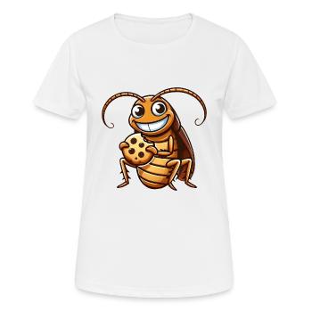 Lustige Kakerlake mit Keks Cartoon Nachtisch - Frauen T-Shirt atmungsaktiv - Weiß - Vorne - AI Model Female 172 dark (172cm)