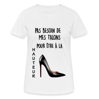 Hauts talons humour femme - T-shirt respirant Femme - blanc - Devant - AI Model Female 172 dark (172cm)