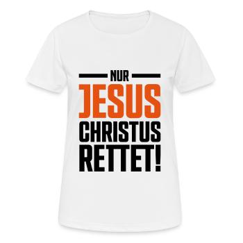 Jesus rettet - Frauen T-Shirt atmungsaktiv - Weiß - Vorne - AI Model Female 172 dark (172cm)