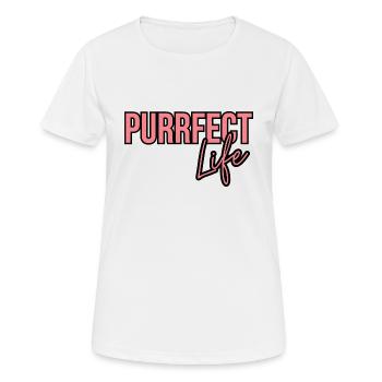 Purrfect Life Cat Lover Quote - Women's Breathable T-Shirt - white - Front - AI Model Female 172 dark (172cm)
