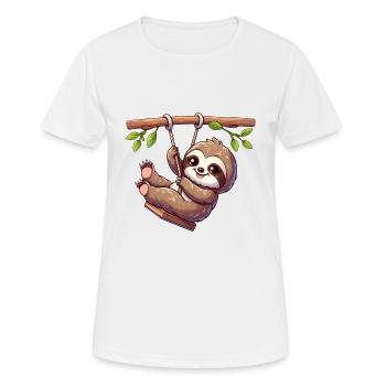 Drôle paresseux balançoire aire de jeux dessin animé Spa - T-shirt respirant Femme - blanc - Devant - AI Model Female 172 dark (172cm)