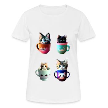 kawaii cup of kitty cat - Women's Breathable T-Shirt - white - Front - AI Model Female 172 dark (172cm)
