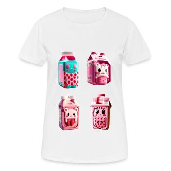 Carton de lait de fraise kawaii - T-shirt respirant Femme - blanc - Devant - AI Model Female 172 dark (172cm)