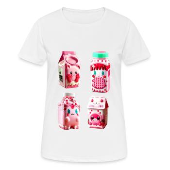 Carton de lait de fraise kawaii savoureux - T-shirt respirant Femme - blanc - Devant - AI Model Female 172 dark (172cm)