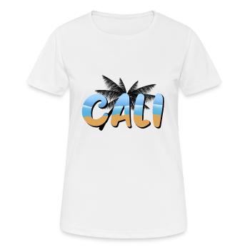 Cali Strand mit Palme - Frauen T-Shirt atmungsaktiv - Weiß - Vorne - AI Model Female 172 dark (172cm)