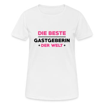 Gastgeberin Rezeptionist Gastwirt Stewardess Hotel - Frauen T-Shirt atmungsaktiv - Weiß - Vorne - AI Model Female 172 dark (172cm)