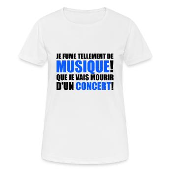 je fume tellement de musique! - T-shirt respirant Femme - blanc - Devant - AI Model Female 172 dark (172cm)