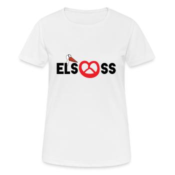 Alsace : cigogne & bretzel - T-shirt respirant Femme - blanc - Devant - AI Model Female 172 dark (172cm)
