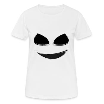 Gruselig Grinsendes Geister Gesicht schwarz - Frauen T-Shirt atmungsaktiv - Weiß - Vorne - AI Model Female 172 dark (172cm)