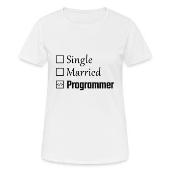 Single, Married, Programmer - Women's Breathable T-Shirt - white - Front - AI Model Female 172 dark (172cm)
