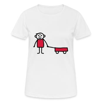 Junge mit Bollerwagen - V2 - Frauen T-Shirt atmungsaktiv - Weiß - Vorne - AI Model Female 172 dark (172cm)