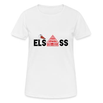 Alsace : cigogne & maison - T-shirt respirant Femme - blanc - Devant - AI Model Female 172 dark (172cm)