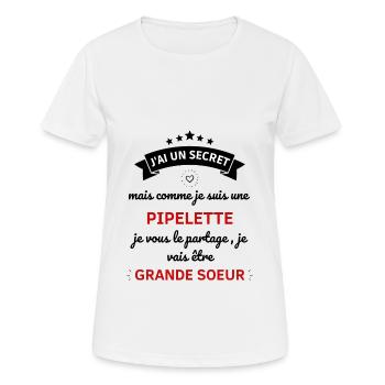 je suis une future pipelette grande soeur ! - T-shirt respirant Femme - blanc - Devant - AI Model Female 172 dark (172cm)