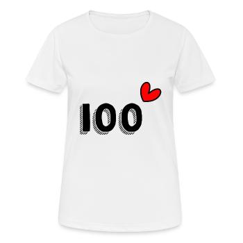 100 ANS. 100e ANNIVERSAIRE. ANNIVERSAIRE 100 ANS. - T-shirt respirant Femme - blanc - Devant - AI Model Female 172 dark (172cm)