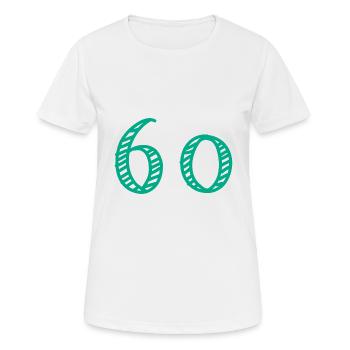 60 YEARS. 60th ANNIVERSARY. ANNIVERSARY 60 YEARS. 60 - Women's Breathable T-Shirt - white - Front - AI Model Female 172 dark (172cm)