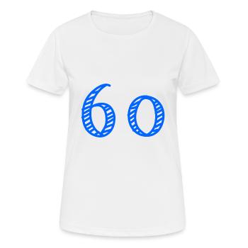 60 YEARS. 60th ANNIVERSARY. ANNIVERSARY 60 YEARS. 60 - Women's Breathable T-Shirt - white - Front - AI Model Female 172 dark (172cm)