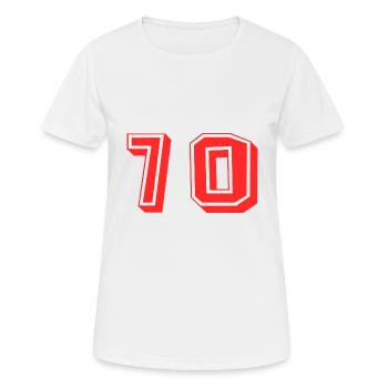 70 ANS. 70e ANNIVERSAIRE. ANNIVERSAIRE 70 ANS. 70 - T-shirt respirant Femme - blanc - Devant - AI Model Female 172 dark (172cm)