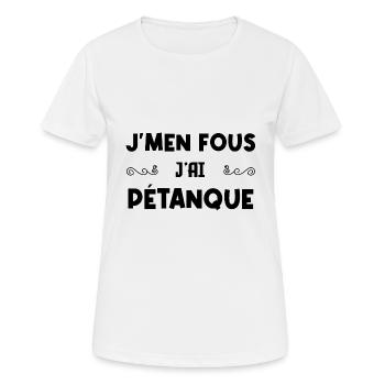 Je M'en Fous J'ai Pétanque - T-shirt respirant Femme - blanc - Devant - AI Model Female 172 dark (172cm)