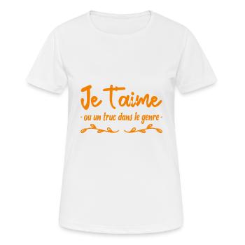 je t aime ou un truc dans le genre - T-shirt respirant Femme - blanc - Devant - AI Model Female 172 dark (172cm)