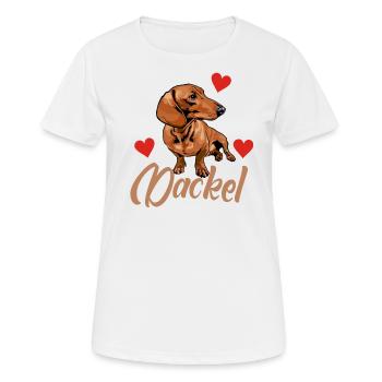 Dackel mit Herzen :-) - Frauen T-Shirt atmungsaktiv - Weiß - Vorne - AI Model Female 172 dark (172cm)