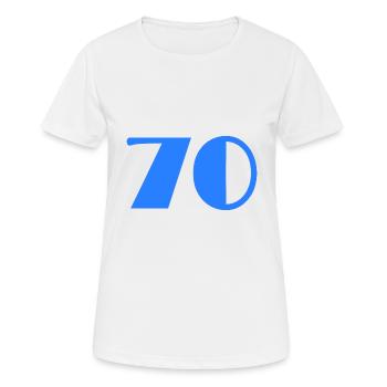 70 ANS. 70e ANNIVERSAIRE. ANNIVERSAIRE 70 ANS. 70 - T-shirt respirant Femme - blanc - Devant - AI Model Female 172 dark (172cm)