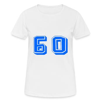 60 YEARS. 60th ANNIVERSARY. ANNIVERSARY 60 YEARS. 60 - Women's Breathable T-Shirt - white - Front - AI Model Female 172 dark (172cm)