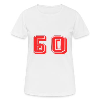 60 YEARS. 60th ANNIVERSARY. ANNIVERSARY 60 YEARS. 60 - Women's Breathable T-Shirt - white - Front - AI Model Female 172 dark (172cm)