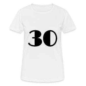 30 YEARS. 30. 30th ANNIVERSARY. 30 YEARS ANNIVERSARY - Women's Breathable T-Shirt - white - Front - AI Model Female 172 dark (172cm)