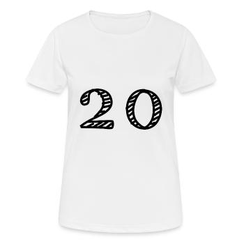 20 ANS. 20e ANNIVERSAIRE. ANNIVERSAIRE 20 ANS. 20 - T-shirt respirant Femme - blanc - Devant - AI Model Female 172 dark (172cm)