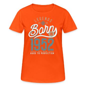 legends are born in 1952, anniversary 70 years - Women's Breathable T-Shirt - neon orange - Front - AI Model Female 172 dark (172cm)
