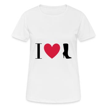 ★ Designfarben änderbar ★ I love Stiefel - Frauen T-Shirt atmungsaktiv - Weiß - Vorne - AI Model Female 172 dark (172cm)