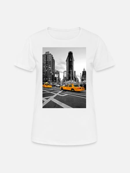 NYC Yellow Cabs Flat Iron Building - Women's Breathable T-Shirt - white