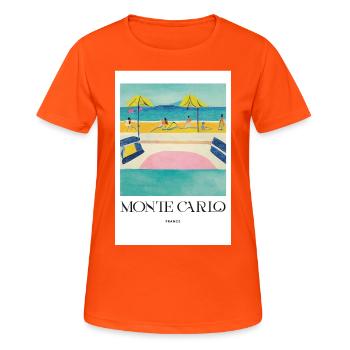 Monte Carlo Beach Old Travel Poster Retro - Women's Breathable T-Shirt - neon orange - Front - AI Model Female 172 dark (172cm)