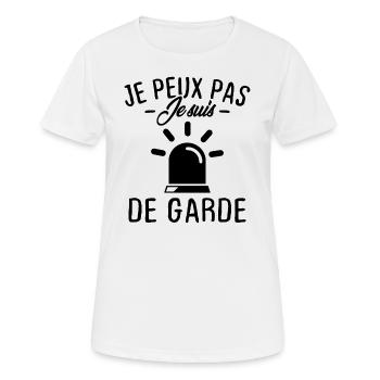 Je peux pas je suis de garde - T-shirt respirant Femme - blanc - Devant - AI Model Female 172 dark (172cm)