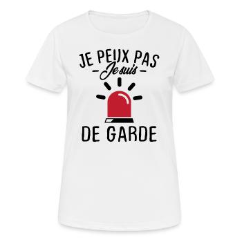 Je peux pas je suis de garde - T-shirt respirant Femme - blanc - Devant - AI Model Female 172 dark (172cm)